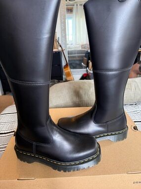 Dr. Martens Black Leather Tall Riding-Style Boots